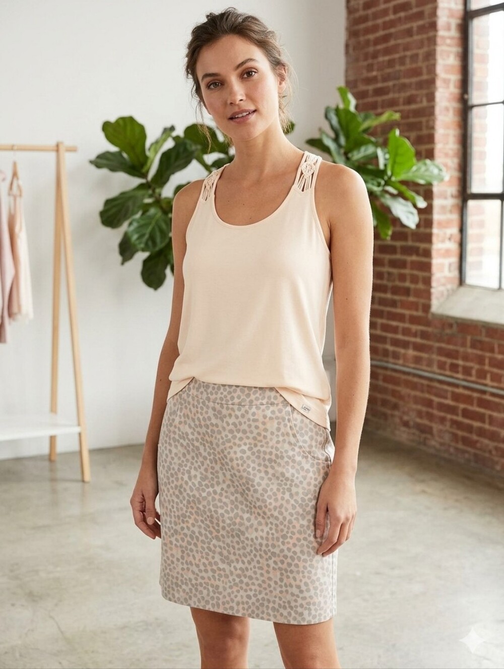 LOFT Light Pink Blouse &  Leopard-Print Matching Mini Skirt